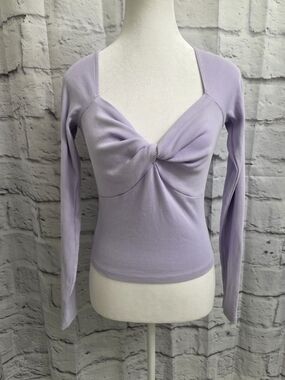 Abercrombie & Fitch Women’s Knot-Front Long Sleeve Ribbed Top Size Small